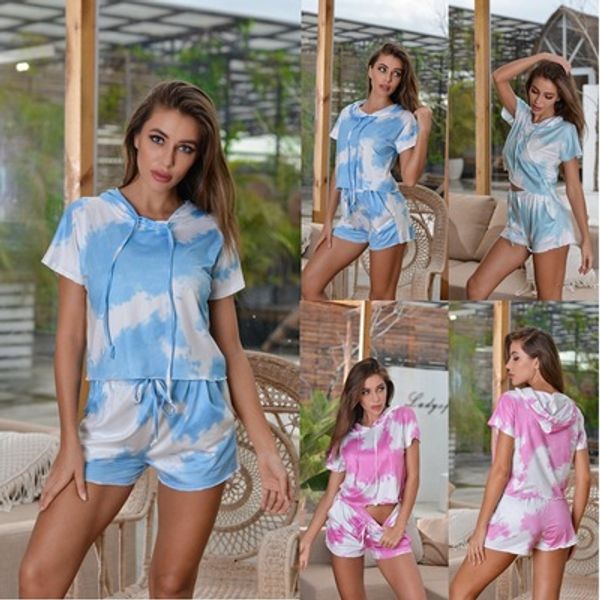 

женская мода костюмы повседневные двухкусочный sweatsuit модные tie-краситель главная wear спорт повседневный костюм высокого качества с кор, Gray
