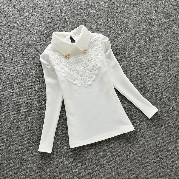 

3-15Y Girls White Blouse Lace School Girl Blouse For Girls Long Sleeve Shirts Spring & Autumn Fashion Shirt Kids Clothes AA1985