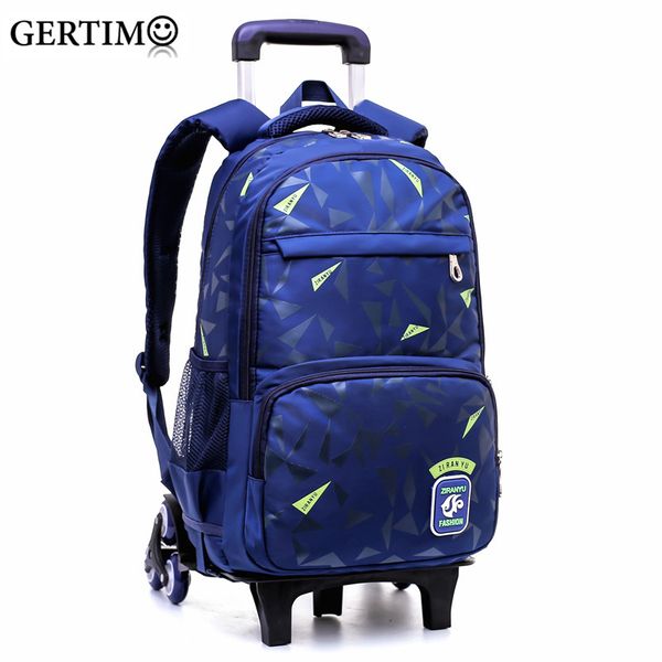 

grades 4-9 waterproof removable children school bags with 6 wheels stairs kids trolley schoolbag book bags boys girls backpack