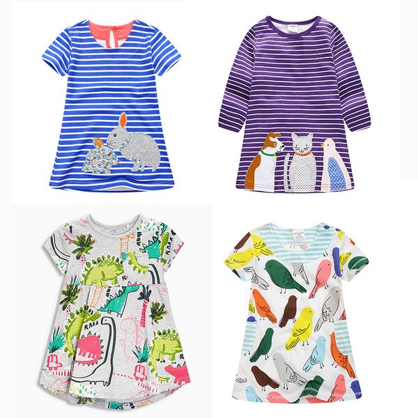 

girls casual dress baby girl longuette one-piece dress easter dress cotton short sleeve printing rabbit floral animal dog cat dinosaur bird, Red;yellow