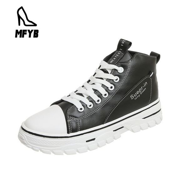 

mfyb women's flat shoes 2019 autumn new simple simple high-shoes flat cross straps round head casual, Black