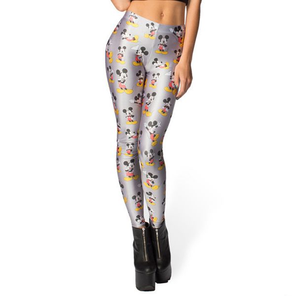 

women leggings 2019 fintess leggings cute cartoon donald print fashion harajuku elasticity trousers casual pants, Black