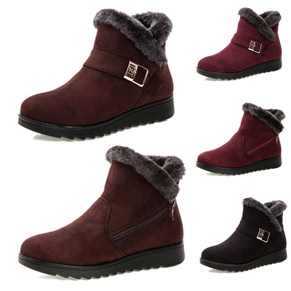 

excellent non-brand fashion winter women boots triple black red brown suede snow ankle boots girl female shoes keep warm 35-40 style 13