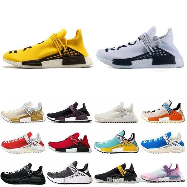 

New arrival human race hu trail x pharrell william men running hoe olar pack afro holi blank canva men trainer women port neaker