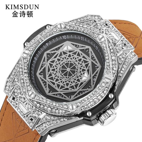 

kimsdun explosions diamond fashion men's watch silicone with luminous waterproof sport quartz watch, Slivery;brown