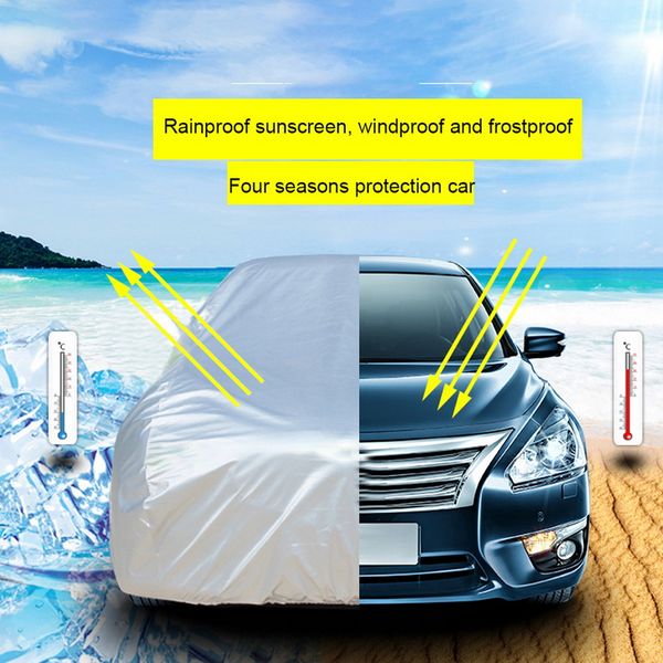 

new universal full car covers snow ice dust sun uv shade cover light silver auto outdoor protector covers dust rain resistant