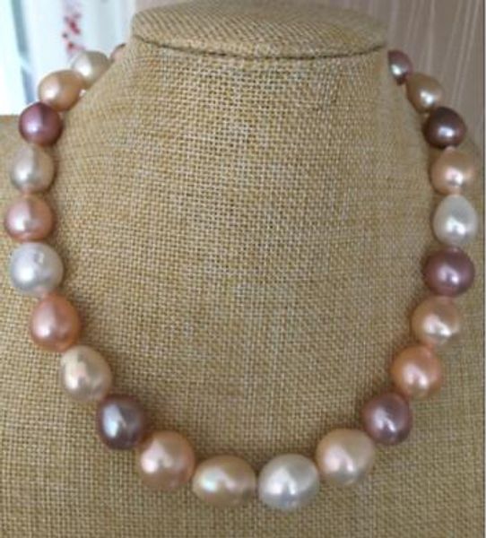 

fine pearls jewelry 15-16 mm 100% natural south sea multicolor pearl necklace 18 inches, Silver