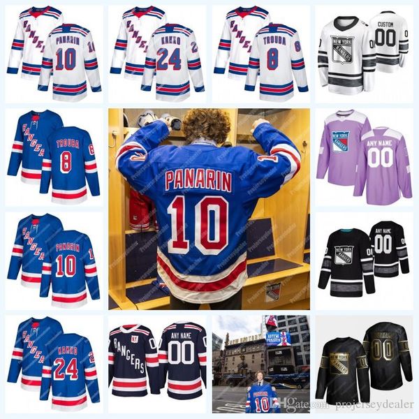 

24 Kaapo Kakko 8 Jacob Trouba 10 Artemi Panarin New York Rangers 93 Mika Zibanejad 20 Chris Kreider 30 Lundqvist 22 Shattenkirk Jerseys