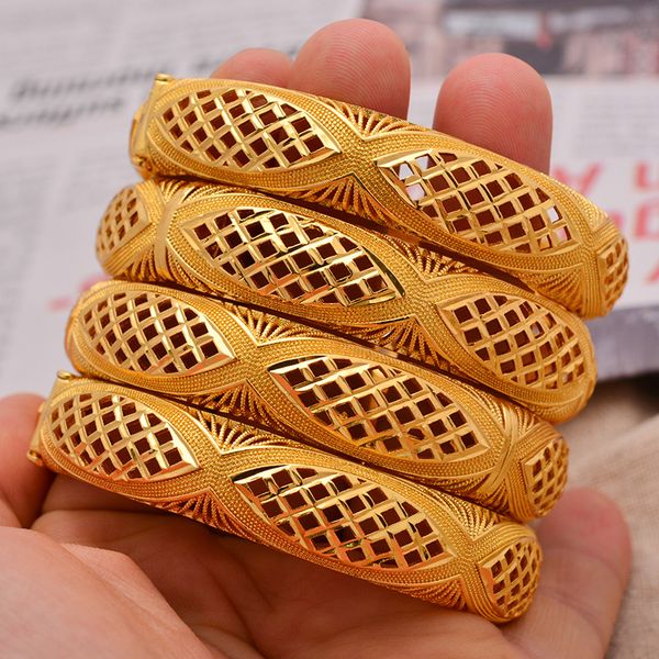 

24k ethnic (4pcs/lot) nation dubai african gold color bride bangles for women arab wedding jewelry middle east good gifts, Black