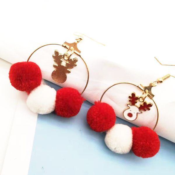 

новый рождество волос шарика серьги новый год подарок алмазные картина маслом снеговик белл элк рождество серьга женский, Silver