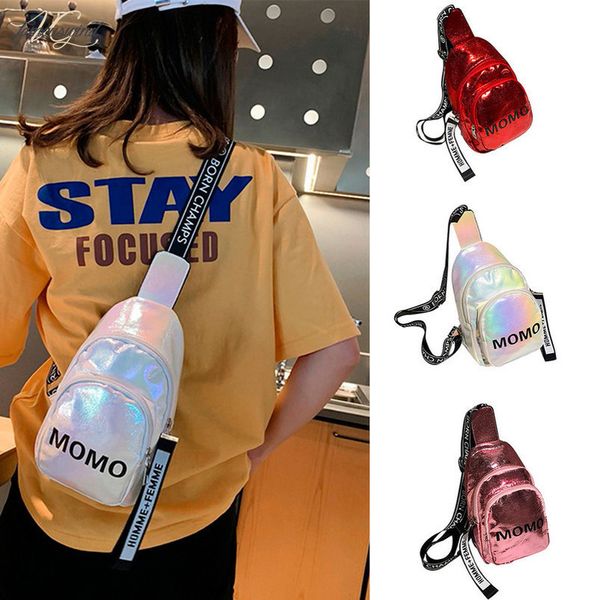 

holographic chest bag women wild messenger bag sport chest bag waist teenager girls shoulder sac hip hop laser bum