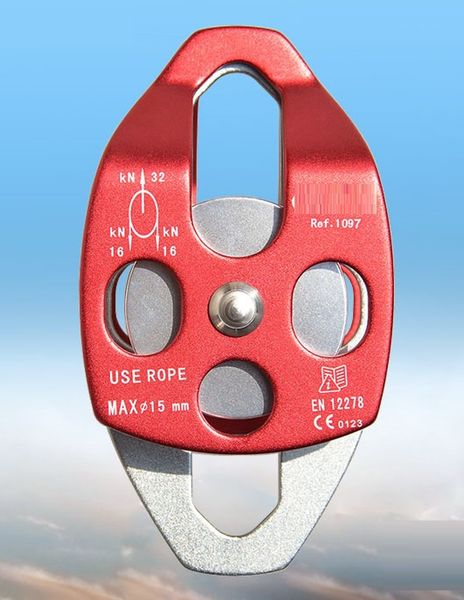 

3200kg double pulley block 360 degree swivel fixed pulley for outdoor rock climbing rope ice mountain belt lifting