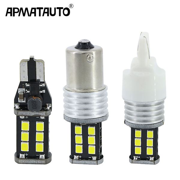 

2x white 6000k led 1156 ba15s p21w bulbs t15 w16w t20 7440 car reverse lights lamp high power 15smd auto back-up light 12v