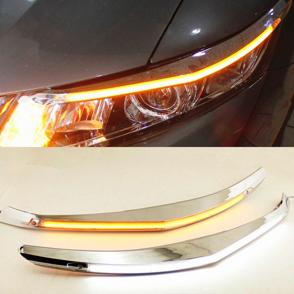 1 Paar Auto -Scheinwerferdekoration gelber Blinker 12V DRL LED Daytime Running Light für Honda Civic 2011 2013 2014 2015