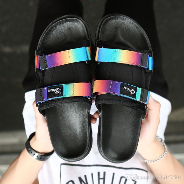 

wearable mens slippers outdoor summer slippers men cloth slippers indoor men mens flats slides shoes comfortable size 40-45, Black