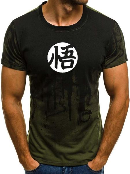 

new summer men's short sleeve z goku gradient casual comfortable cotton t-shirt slim fit o-neck mens t-shirt, White;black