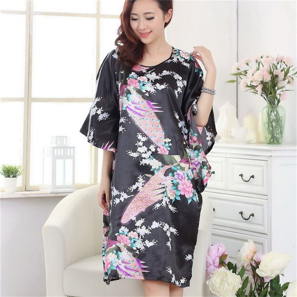 

12color women japanese kimono yukata obi sleepwear peacock satin soft pajamas home sleepwear aisan traditional clothing, Red