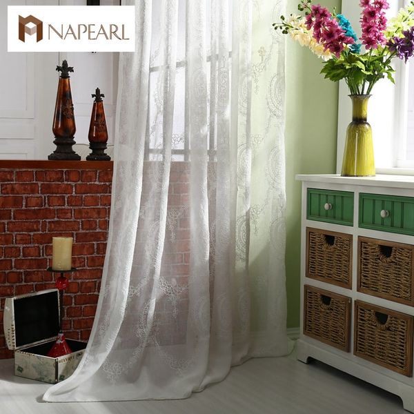 

napearl 1 piece modern linen white tulle curtains window drapes living room curtain sheer fabrics panel balcony kitchen curtains