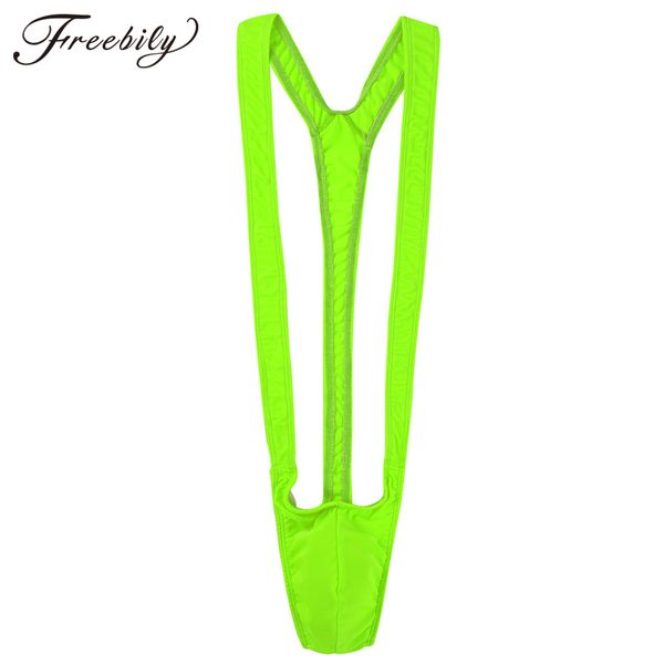 

male bright fluoro men mankini underwear stretch open deep v-neck bikini beachwear swimsuit men thong swimwear lingerie