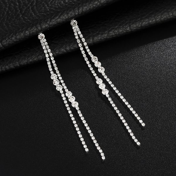 

jewelry tassel earrings women long earring studs with full shiny cubiz zircon female earring,1pz, Golden