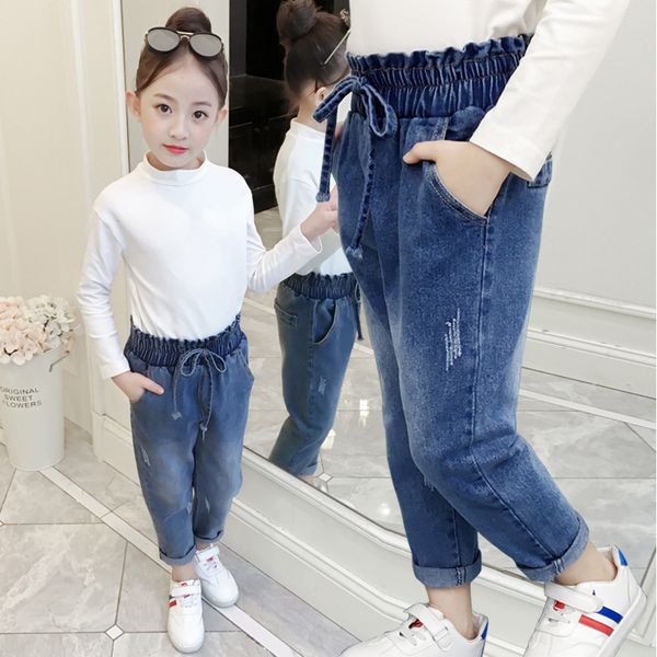 

korean girl jeans spring clothes in children's trousers, Blue