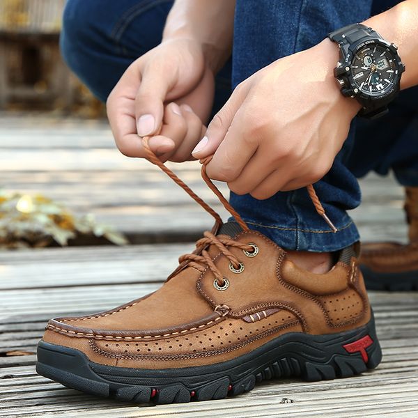 

genuine leather mens walking shoes men boat shoes male sneakers office business outdoor footwear chaussures zapatilla size 38-50