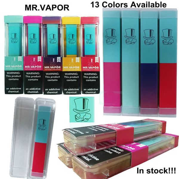 

MR.VAPOR одноразовые устройства Бобы Starter Kits 280mAh Аккумулятор 1,3 мл Слейте 400 затяжек Vape ручки тележки Патроны Pod Kit 13 цветов