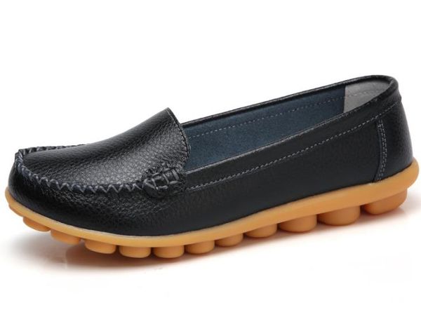 

shoes women flats casual shoes leather 072, Black