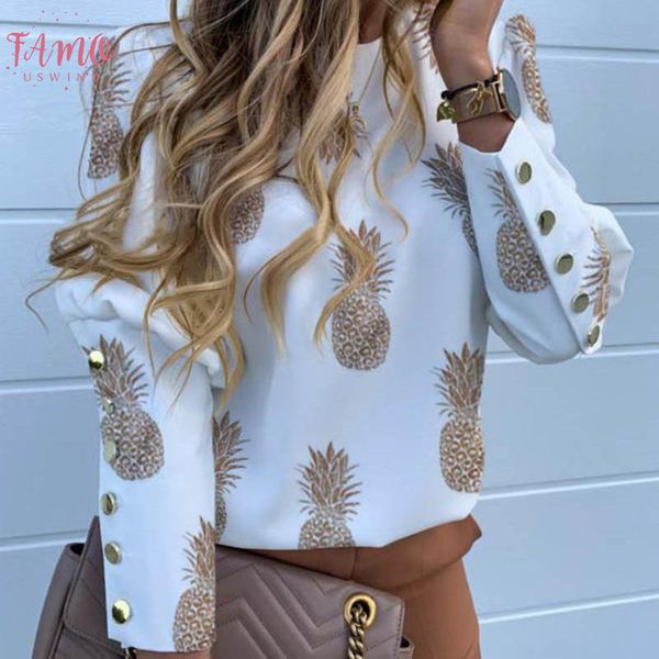 

pineapple blouse womens shirt ananas white long sleeve blouses woman 2020 womens and blouse elegant floral female autumn new