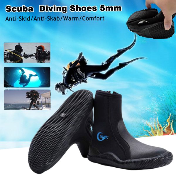 

5mm warm diving boots neoprene high upper scuba dive shoes cold proof anti-slip beach shoes fishing winter swim fins