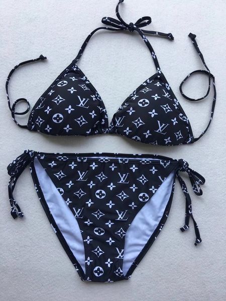 

women's two-piece new classic fashion pattern designer swimwear bikini fashion print ladies bikini swimsuit hh-5, Black