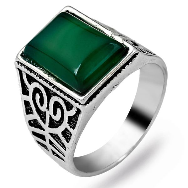 

поставка площадь партии изумрудного retro индекс сплава палец кольцо мужских кольца европейского и американские торговые ювелирные изделия, Silver