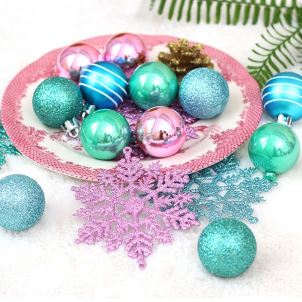 

christmas party decorations 24pcs christmas ball snowflake pendants kit shatterproof tree baubles holiday ornament