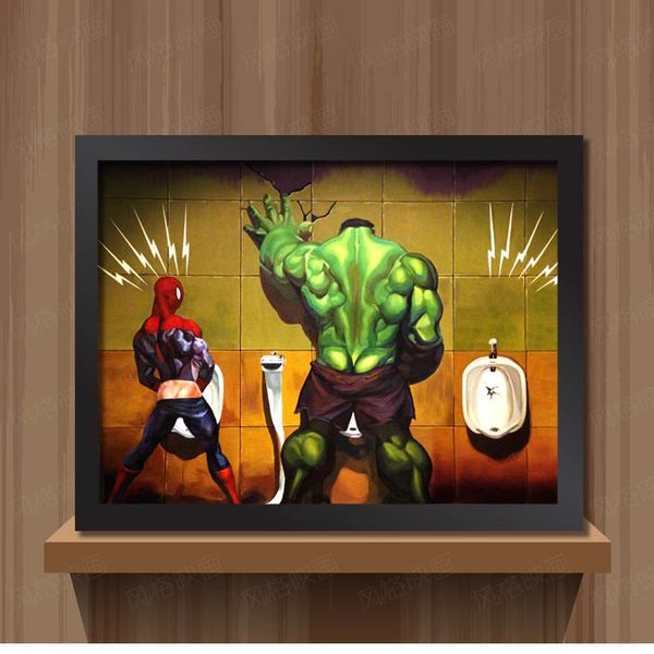

toilet hulk thor joker spider man wolverine marvel heroes funny toy poster wall pictures canvas print canvas painting home decor