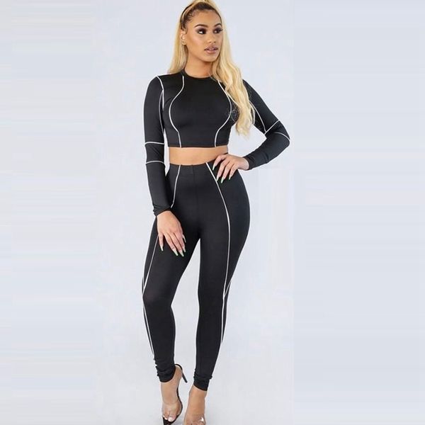 

cxuey long sleeve fitness suit 2020 yoga set leggings dry fit workout sport kit slim workout clothes for women stripe gym set, White;red