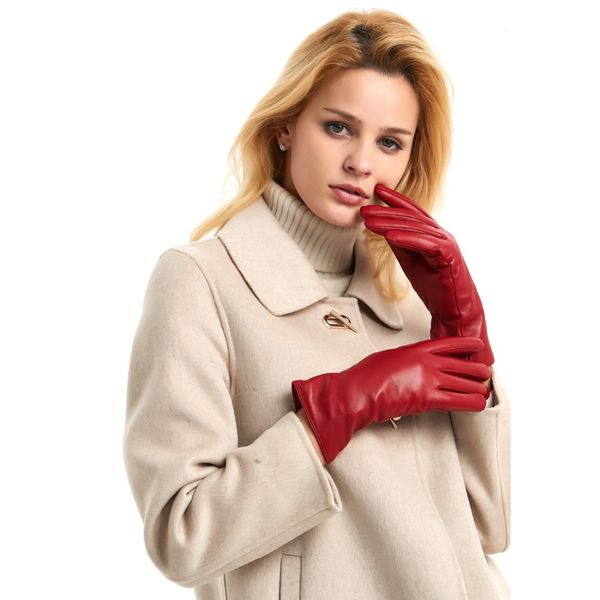 

harssidanzar womens luxury italian leather gloves vintage finished cashmere lined, Blue;gray