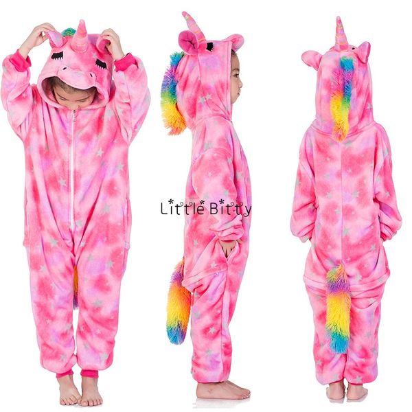 

fashion fleece pajamas children's pajamas unicorn panda dinosaur stitch licorne christmas pajamas girls unicorn pijama infantil, Blue;red
