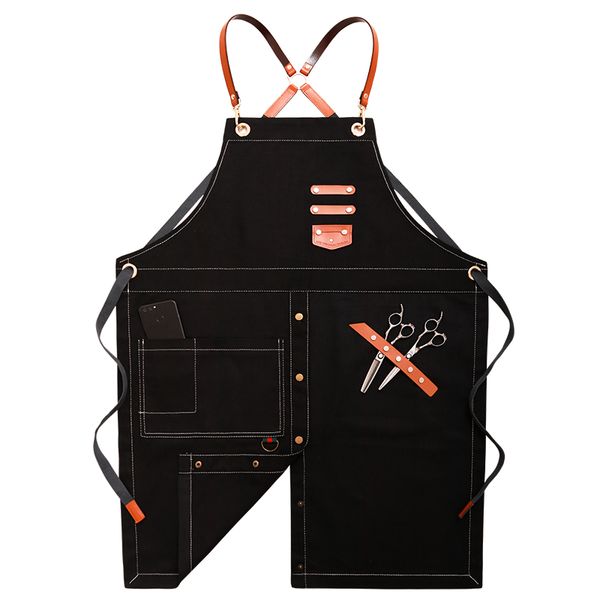 

senyue senior denim bbq apron bib leather straps kitchen apron for women men barber cooking restaurant waitress