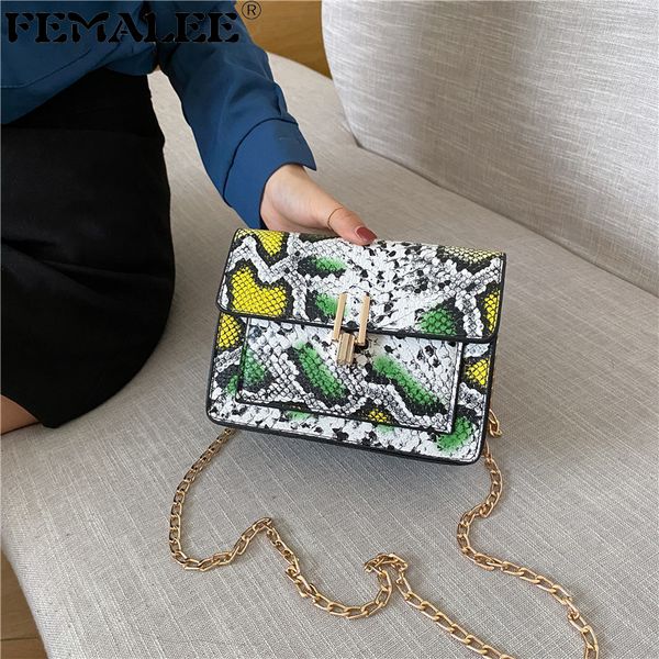 

luxury snake pattern pu women party clutch bag chain purse handbag ladies crossbody mini bag serpentine embossing shoulder