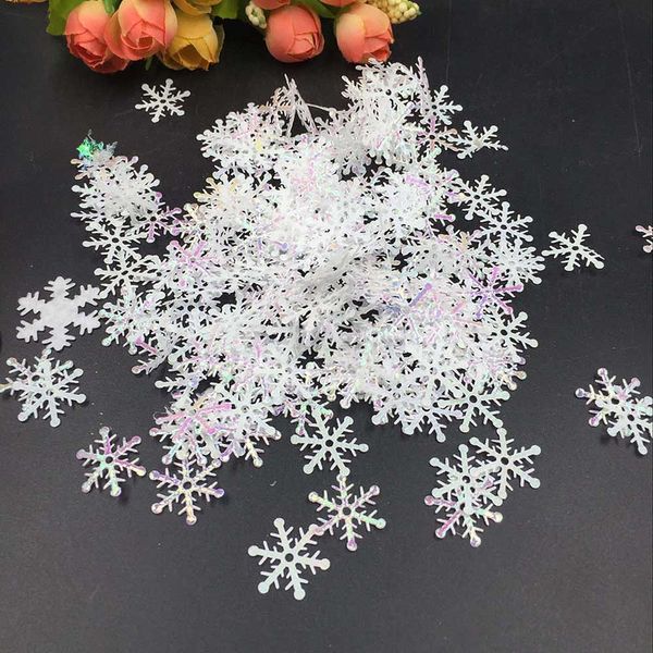 300 Uds decoraciones para árboles de Navidad copos de nieve decoraciones navideñas artificiales de plástico blanco para decoración de fiesta de año nuevo para el hogar