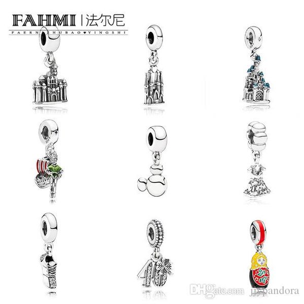 

fahmi 100% 925 sterling silver limited edition party dress dangle charm running shoe castle doll pirate ship hanging pendan, Black