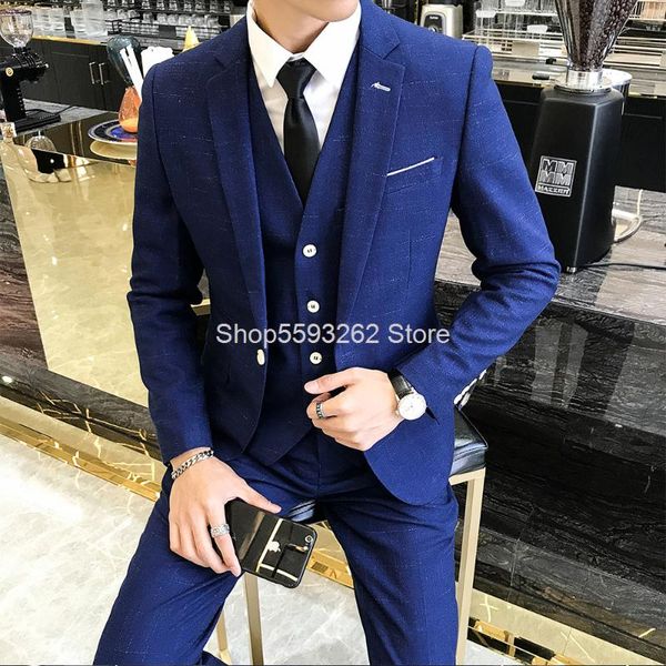 

мужчины лин статья досуг костюм костюм мужской комплект из трех частей slim fit брак жених, White;black