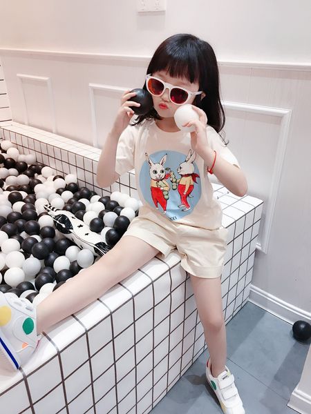 

новая высокого качество ребенка девушка футболка малыша девочек мальчиков летом хлопок топов дети мода рубашки, Blue