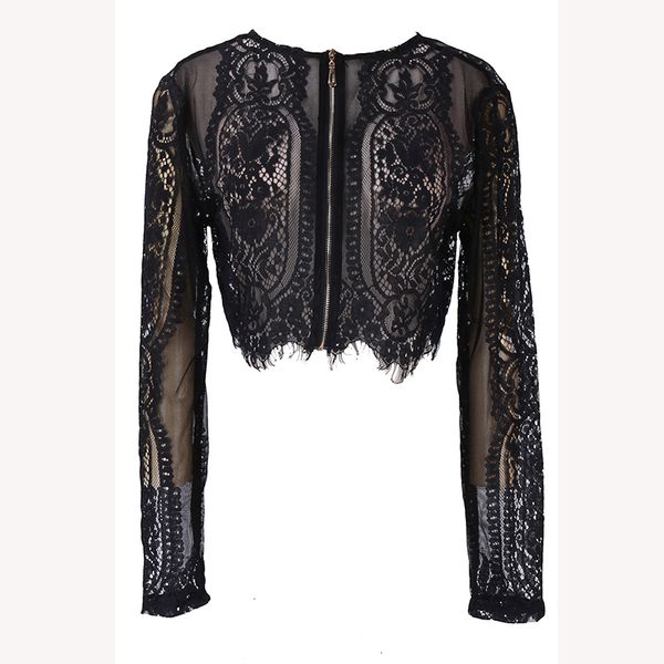 

women blouses designer spring woman autumn black lace blouse crop hollow out office lace lady shirt drop shipping good quality, White