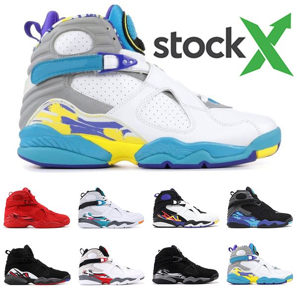 

air retro jordan 8s men r luxury basketball shoes for youth boys stock x white aqua south beach trainer chrome sneakers, White;red