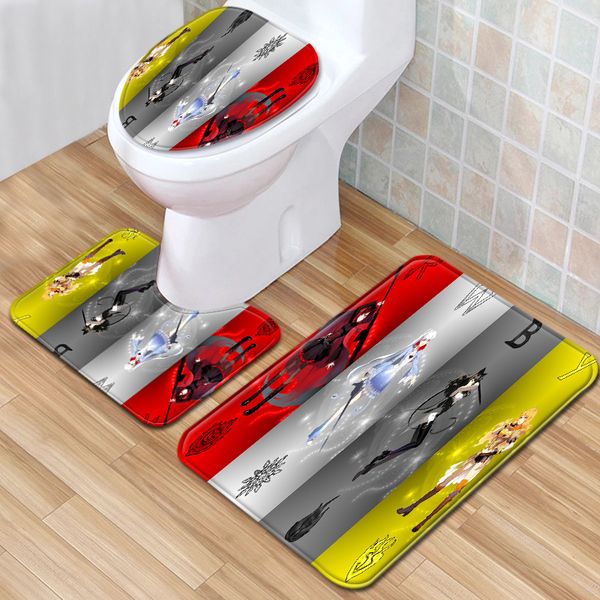 

142cartoon animation bathroom floor mat three piece toilet carpet toilet mat set doormat bathroom antiskid mat available