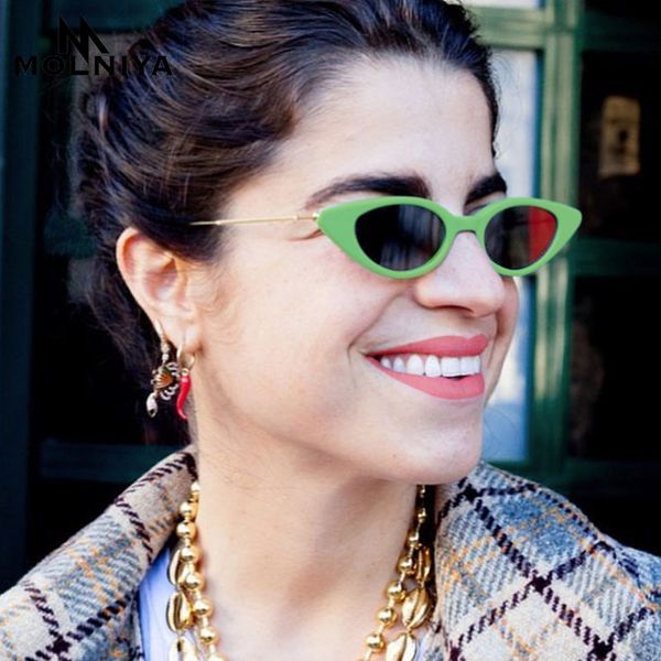 

dcm new small cat eye sunglasses women half metal black red leopard green oval women sun glasses, White;black