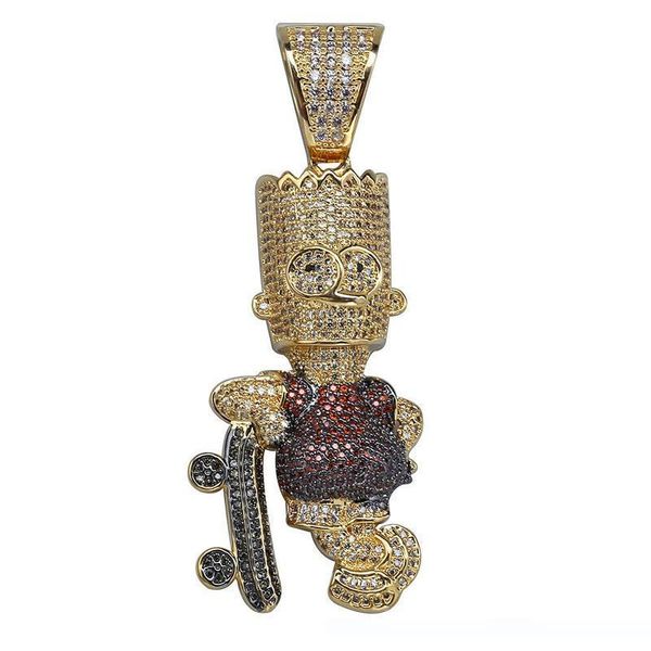 

fashion-mens hip hop iced out gold pendant necklace cartoon simpson pendant necklace fashion necklace jewelry, Silver