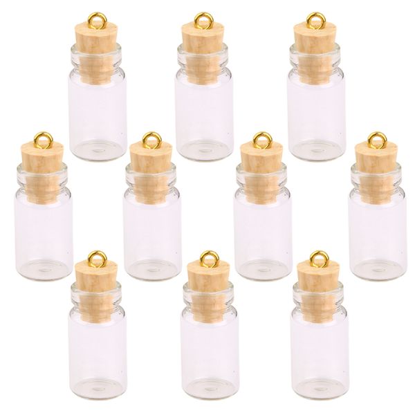 

mini portable empty glass cork bottle vial pendants craft findings, Silver