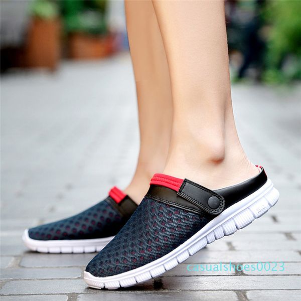 

siketu men women summer sandal mesh breathable padded beach flip flops shoes hollow out women shoes sandals rain water, Black